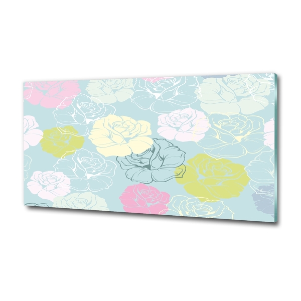 Schilderij glas Rozen