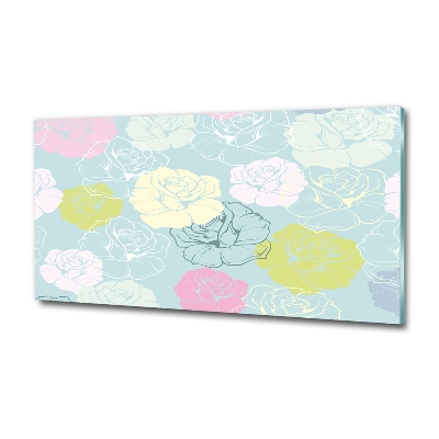 Schilderij glas Rozen