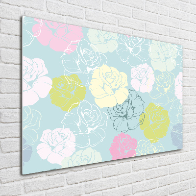 Schilderij glas Rozen