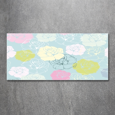 Schilderij glas Rozen