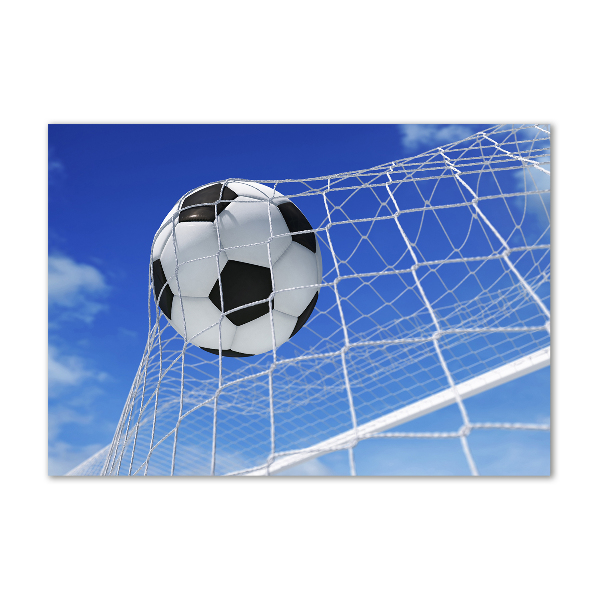Glazen schilderij De bal ligt in het doel.