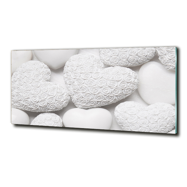 Schilderij op glas Witte hartachtergrond