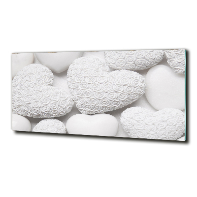 Schilderij op glas Witte hartachtergrond