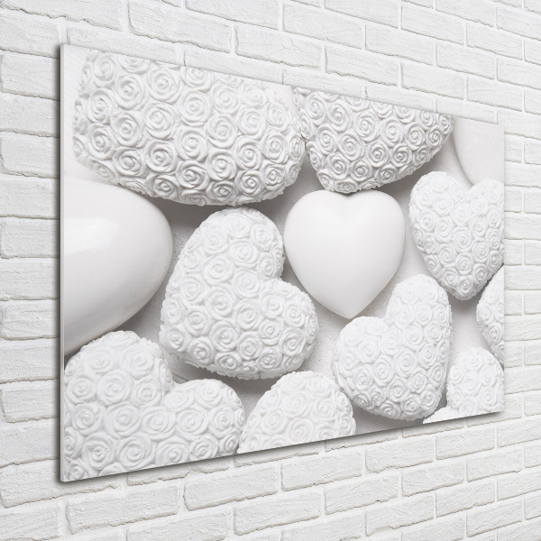 Schilderij op glas Witte hartachtergrond