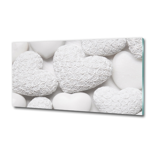 Schilderij op glas Witte hartachtergrond