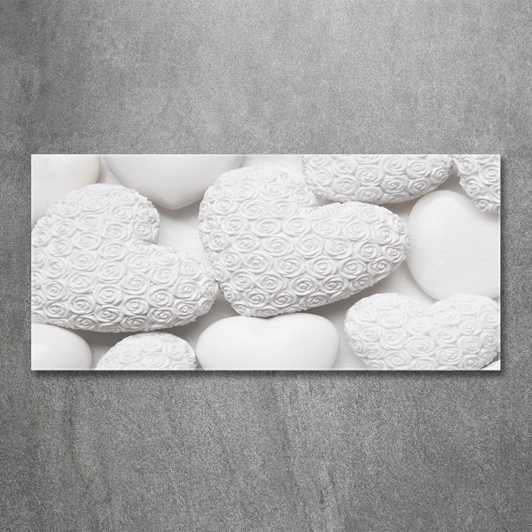 Schilderij op glas Witte hartachtergrond