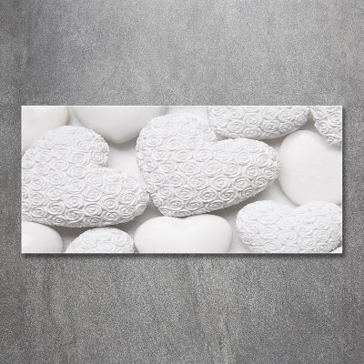 Schilderij op glas Witte hartachtergrond