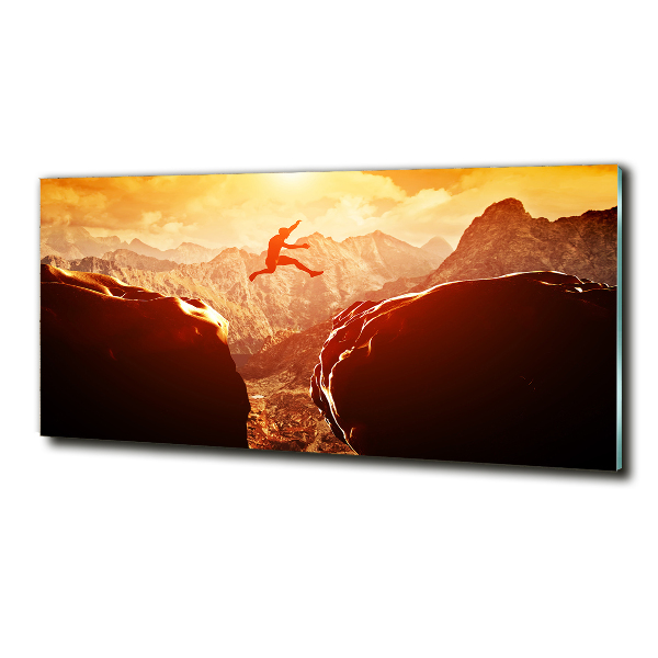 Glazen schilderij Spring over de afgrond