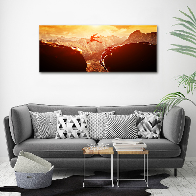 Glazen schilderij Spring over de afgrond