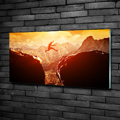 Glazen schilderij Spring over de afgrond