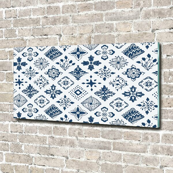 Foto schilderij op glas Bloemenpatroon