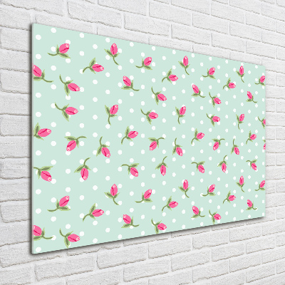 Schilderij op glas Rozenpatroon