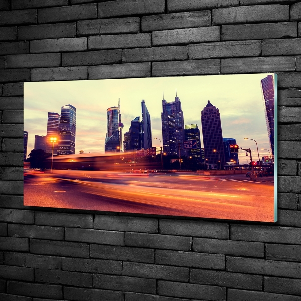 Schilderij op glas Shanghai 's nachts