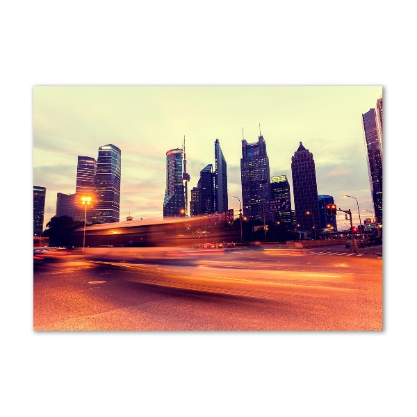 Schilderij op glas Shanghai 's nachts