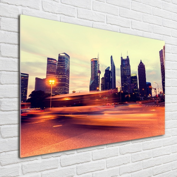 Schilderij op glas Shanghai 's nachts