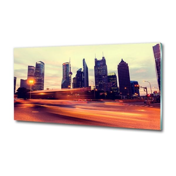 Schilderij op glas Shanghai 's nachts