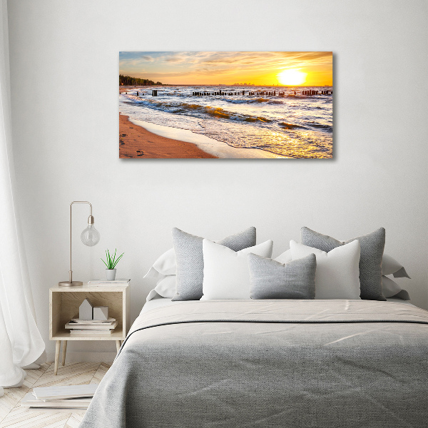 Foto schilderij op glas Zonsondergangstrand