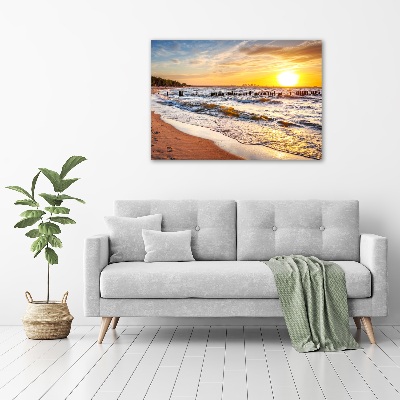 Foto schilderij op glas Zonsondergangstrand
