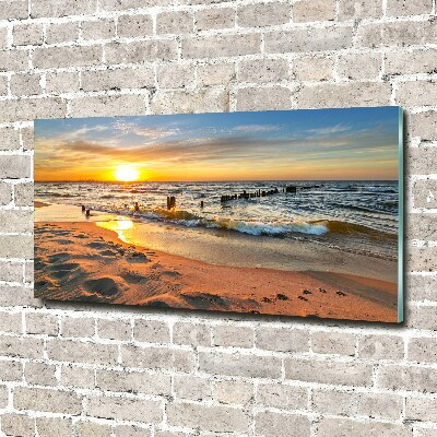 Schilderij op glas Zonsondergangstrand