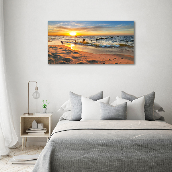 Schilderij op glas Zonsondergangstrand