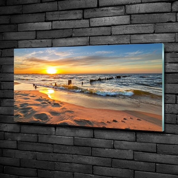 Schilderij op glas Zonsondergangstrand