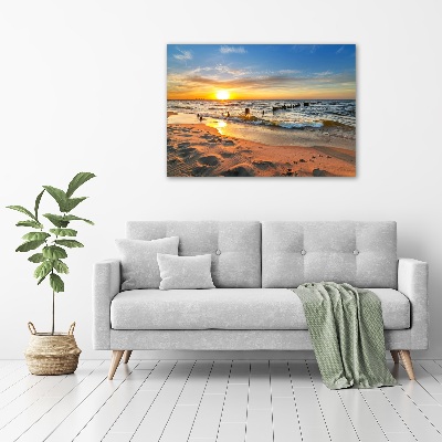 Schilderij op glas Zonsondergangstrand