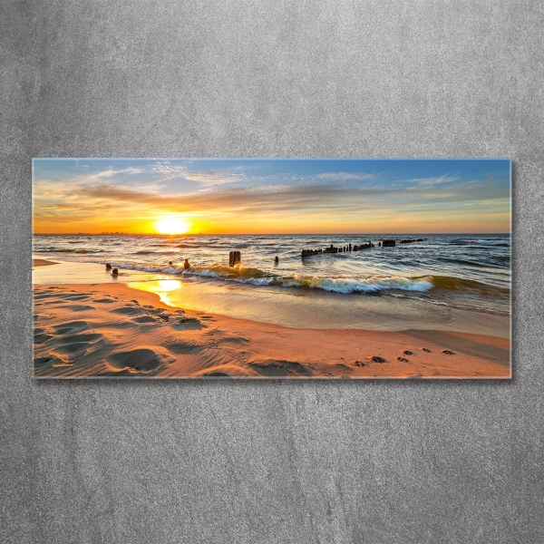 Schilderij op glas Zonsondergangstrand