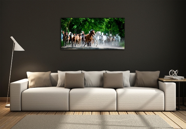 Schilderij op glas Paarden in galop
