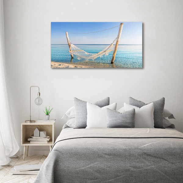 Schilderij glas Hangmat aan zee