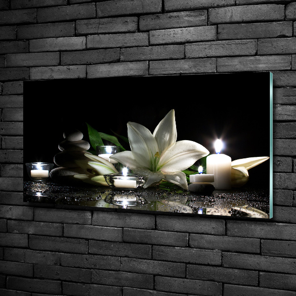 Schilderij op glas Witte lelie