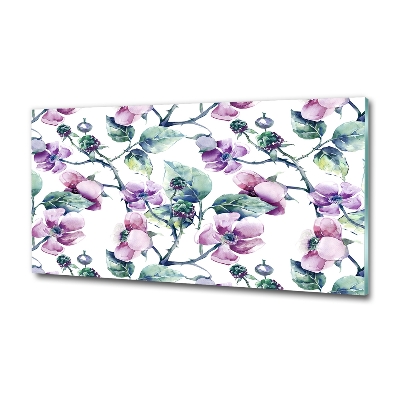 Glazen schilderij Braambloemen