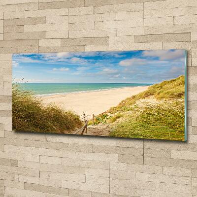 Schilderij op glas duinen aan zee