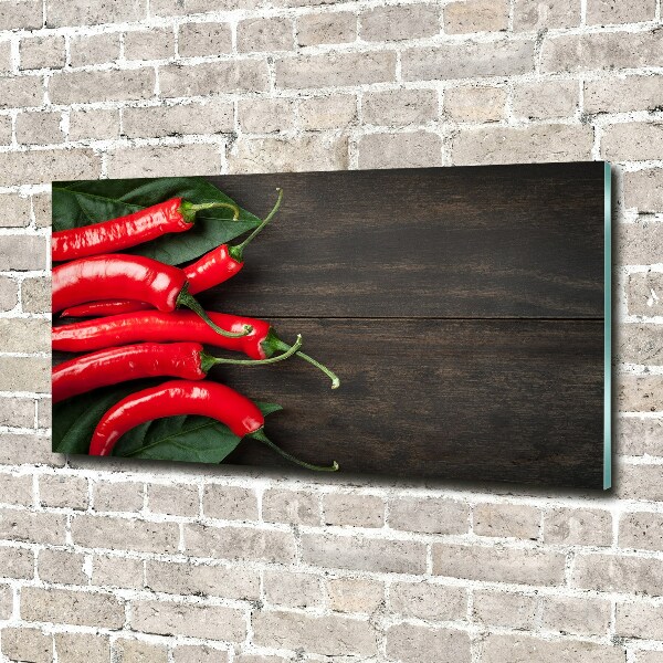 Schilderij glas Chilipepers