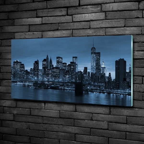 Glazen schilderij New York 's nachts