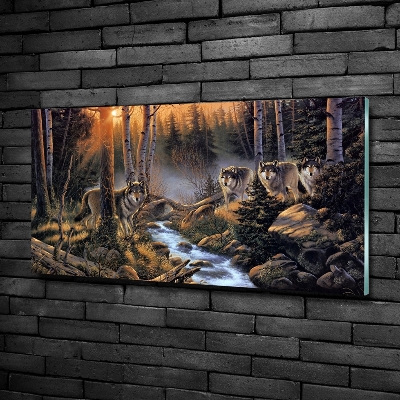 Schilderij op glas Een roedel wolven