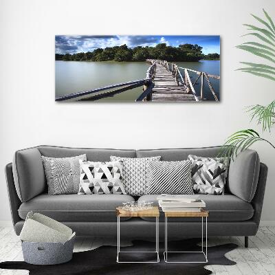 Schilderij op glas Houten brug