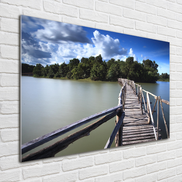 Schilderij op glas Houten brug