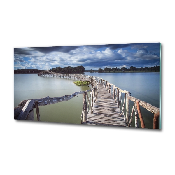 Schilderij glas Houten brug