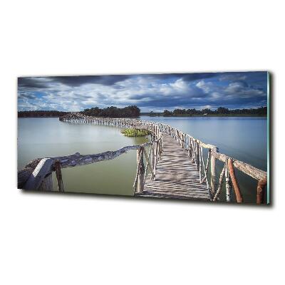 Schilderij glas Houten brug