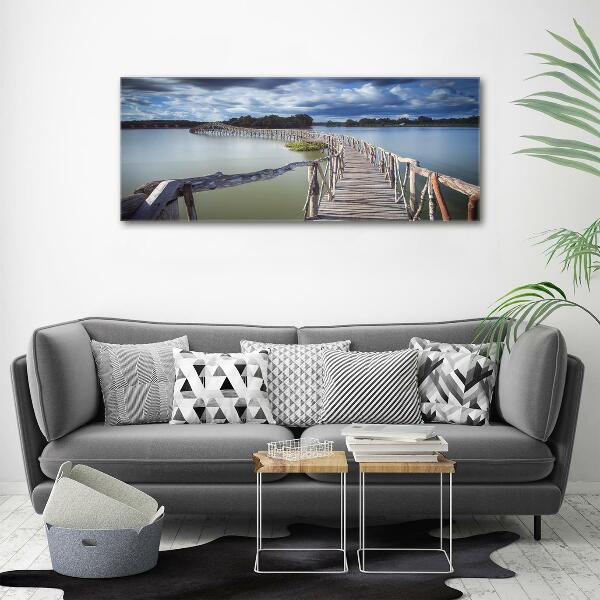 Schilderij glas Houten brug