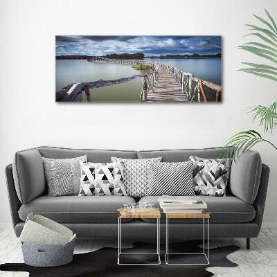 Schilderij glas Houten brug