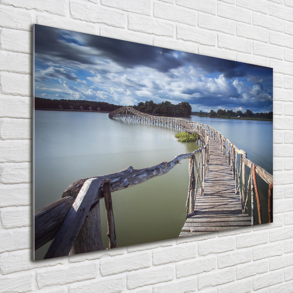 Schilderij glas Houten brug