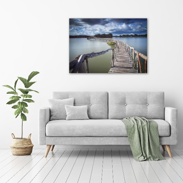 Schilderij glas Houten brug