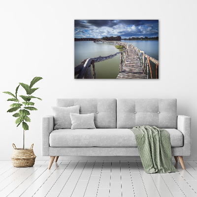 Schilderij glas Houten brug