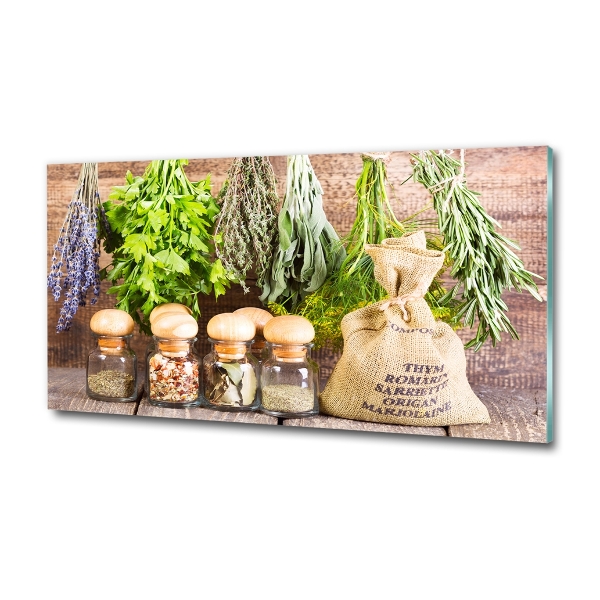 Foto schilderij op glas Kruiden aan een touwtje