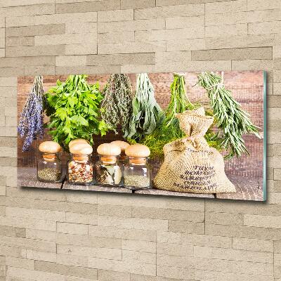 Foto schilderij op glas Kruiden aan een touwtje