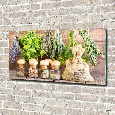 Foto schilderij op glas Kruiden aan een touwtje