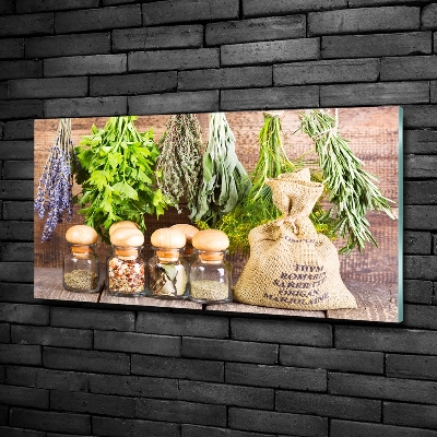 Foto schilderij op glas Kruiden aan een touwtje