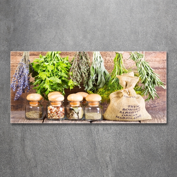 Foto schilderij op glas Kruiden aan een touwtje