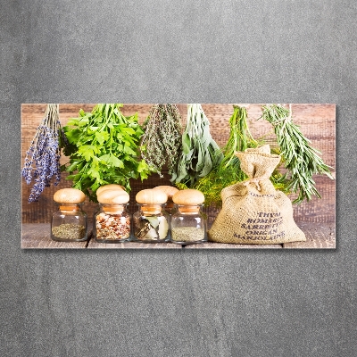 Foto schilderij op glas Kruiden aan een touwtje